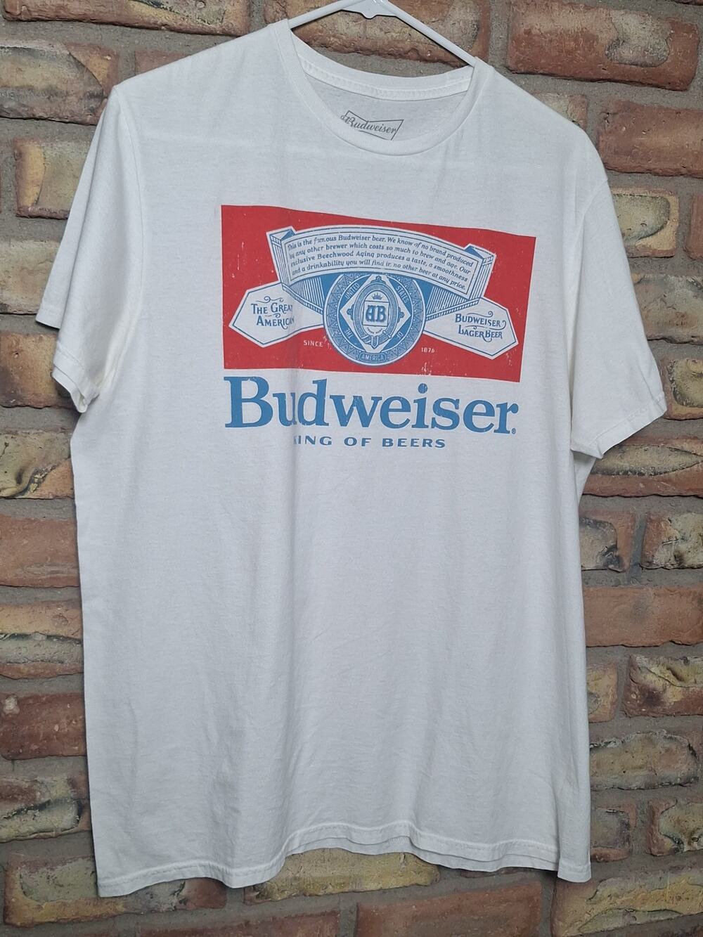 Budweiser King of Beers Logo Graphic Tee White T-Shirt Men’s Large